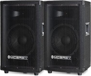 Пара акустичних колонок McGrey TP-8 для DJ та вечірок, 8'' сабвуфер, 300 Вт, пасивні, 2-смугові, дерев'яний корпус, чорні