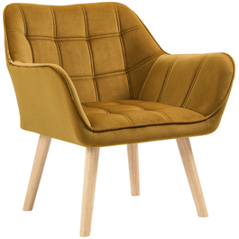 HOMCOM Ear Chair Single Chair Recliner with Velvet, Scandinavian Design, Raised Legs, Velvety Polyester, Yellow 67x61.5x71 cm