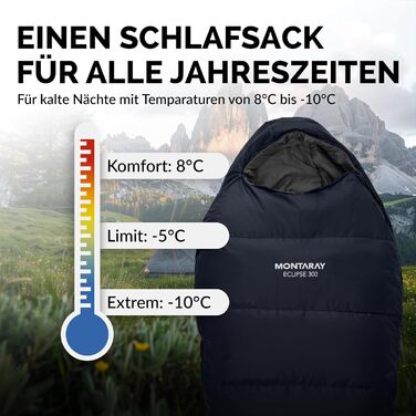 Спальний мішок Mumienschlafsack для 3-4 сезонів, 8°C/-5°C, блакитний, 80x220 см, з подушкою, для жінок та чоловіків