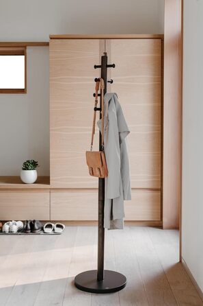 Umbra Pillar Coat Rack with Stool, Default_no_Selection_Value, White/Natural, One Size (Black/Walnut, Coat Rack)
