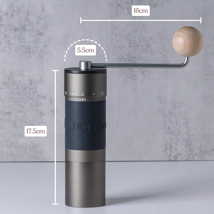 KINGrinder K6: Ручна кавомолка з 200 налаштуваннями помелу для Aeropress, French Press, Drip, Espresso, об'єм 25-35г