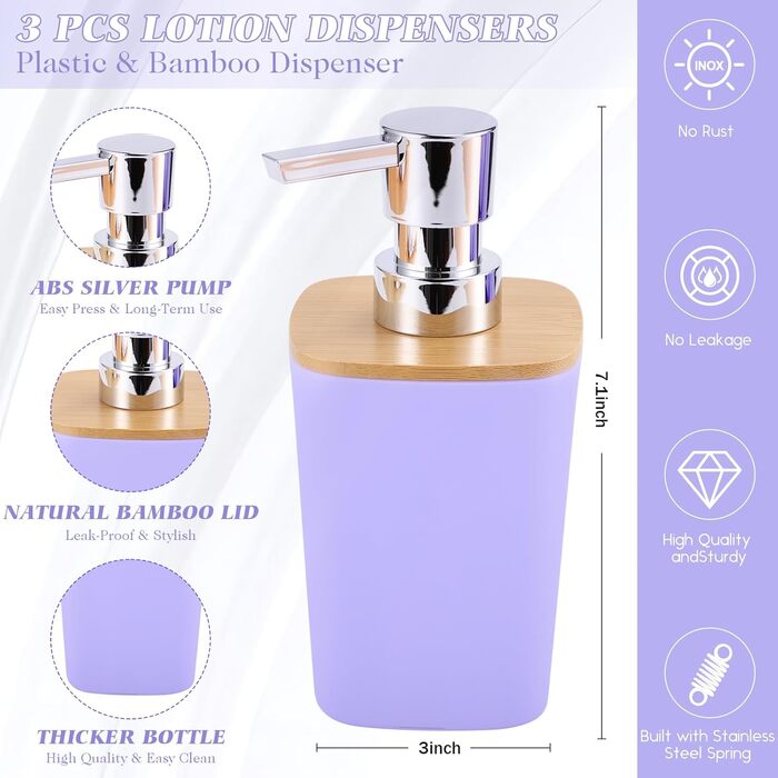 Набір для ванної кімнати XLHOMO: душовий завіс, килимки та аксесуари (27 предметів). Ліловий комплект для ванної з відром, нековзні килимки, суперпоглинаючі. Бамбуковий набір для ванної.