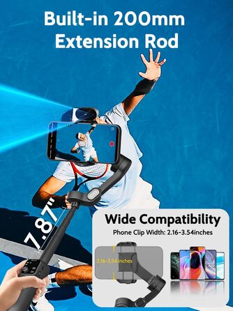 Стабілізатор для смартфона AOCHUAN V8 AI: 3-осьовий, для iPhone/Android, OLED-дисплей, 20 см, AI-трекінг, чорний