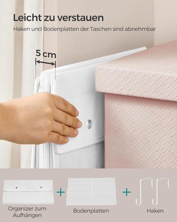 Органайзер для шафи SONGMICS з 4 кишенями, підвісна полиця, органайзер для шафи, підвісне зберігання, органайзер для дверей, спальня, вітальня, 2 x 33,5 x 00 см, RDH04G (1, Хмарний білий)