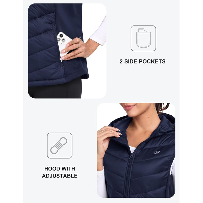 Легка жіноча жилетка MoFiz з пуху, без рукавів, для активного відпочинку, туризму та подорожей (Блакитна, L)