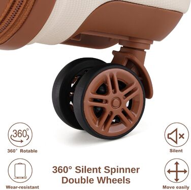 Набір валіз KONO 4 в 1: велика валіза, ручна поклажа 55 см, косметичка та сумка для подорожей (кремово-білий)