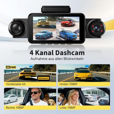 4-канальний автомобільний відеореєстратор 360° 4K+1080P, 5