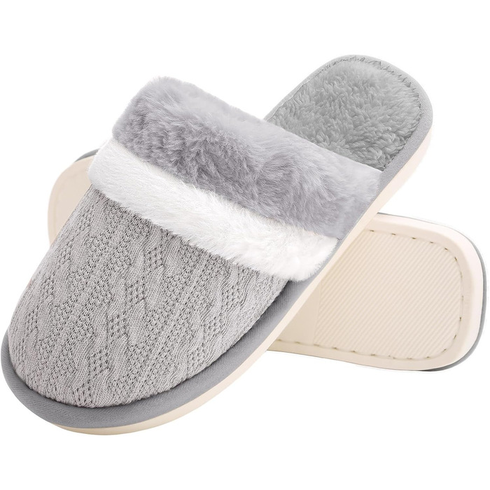 Тапочки жіночі Xnova, плюшеві, м'які, з пам'яттю, антиковзкі, теплі зимові, сірі, 44/45 EU