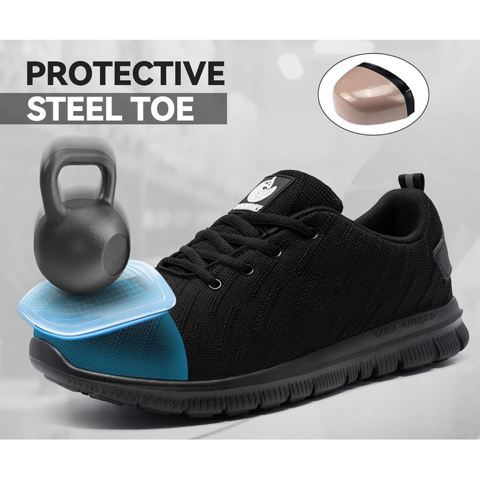 Захисні черевики DYKHMILY для жінок та чоловіків: легкі, антипрокольні, зі сталевим підноском, спортивні, чорні, розміри 39-49 EU