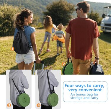 Зручний складаний стільчик GeeRic: телескопічний, регульований за висотою, для кемпінгу, риболовлі, дітей (зелений)