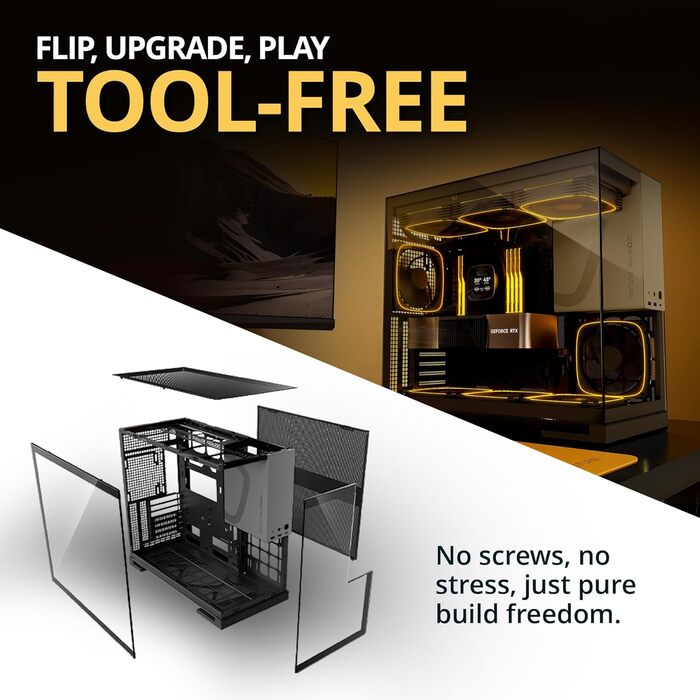 Корпус для ПК Geometric Future M5 з загартованим склом, Mid Tower, E-ATX/ATX, чорно-сірий, сталь 1.2mm, Type C, без інструментів, підтримка радіатора 420/360, подвійний відсік