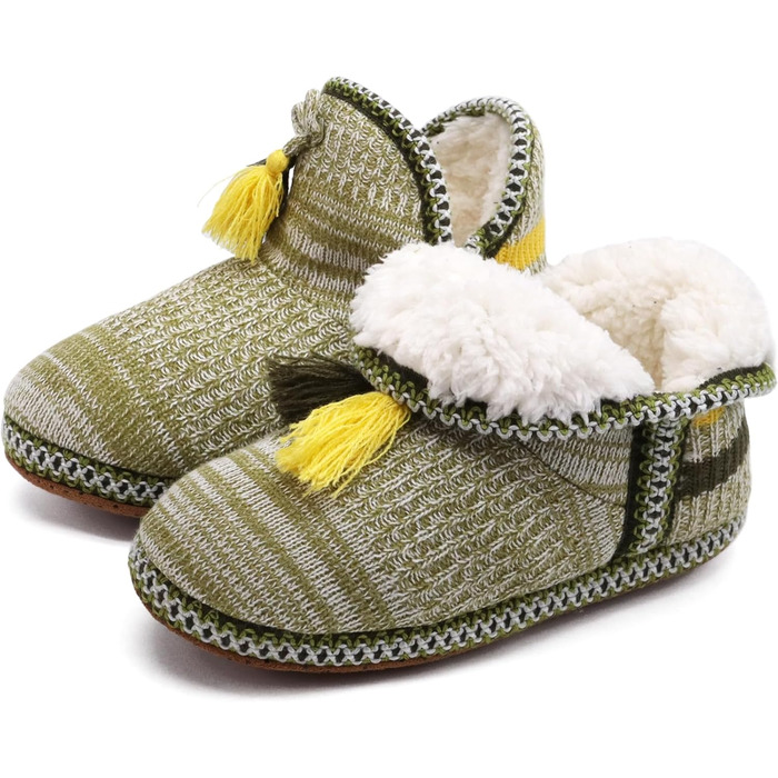 COFACE Халаці домашні жіночі, тапочки для дому, зимові, теплі, плюшеві, з підкладкою, халатці-човники (41/42 EU, світло-зелені)