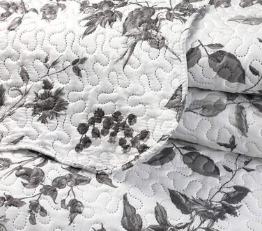 Набір постільної білизни Marina Decoration з ковдрою та двома наволочками, сірий візерунок хризантем, розмір King