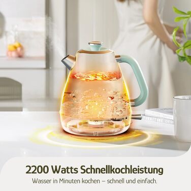 Електричний чайник Hazel Quinn Retro з термометром, з нержавіючої сталі, без пластику, 1.7 л, 2200 Вт, автоматичне відключення, вінтажний дизайн (М'ятно-зелений)