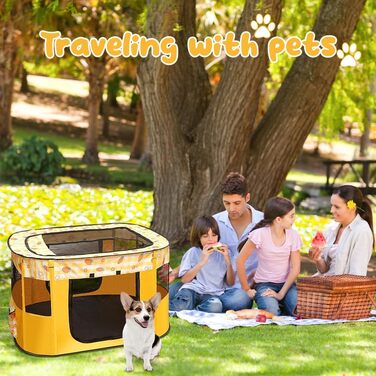 Клітка-забіг для цуценят та собак, переносний вольєр для тварин, 70x55x40 см (Жовтий)