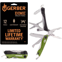 Gerber Multi-Tool with 12 Functions, Dime Pocket Multi-Tool, Black, 1014030 (Green (EU))