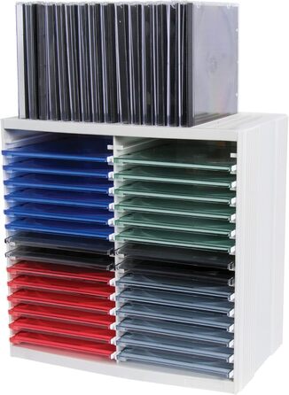 CD-органайзер Fellowes з автодоводчиком, для 48 CD, горизонтальне та вертикальне розміщення, платиново-сірий