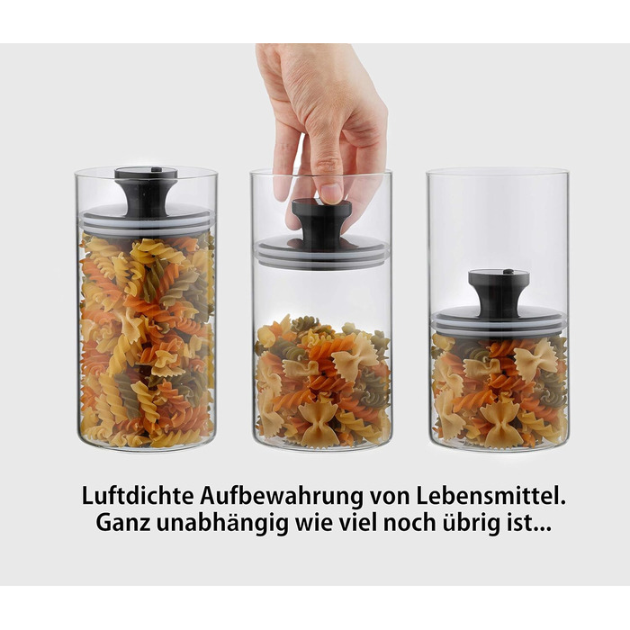 Набір контейнерів для кави Kitchen&CO. (3 шт.) з вакуумним кришками, скляні, BPA-free, з боросилікатного скла