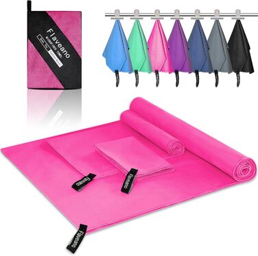 Набір рушників з мікрофібри (3 шт.) – швидковисихаючі, для подорожей, спорту, пляжу (180x90cm, 80x40cm, 50x30cm), рожеві