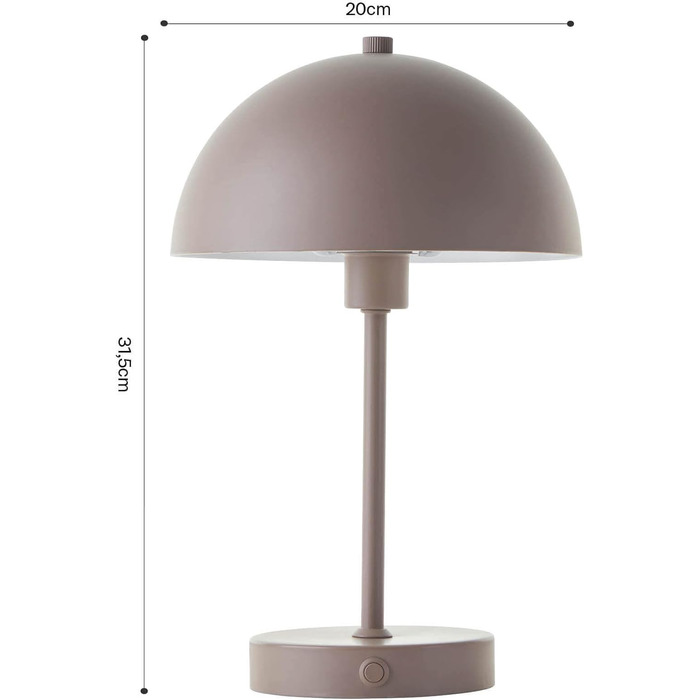 LED настільна лампа Mokebo® 'Leuchtturm' – бездротова, акумуляторна, диммер, USB-C, ретро, металева, тепле світло (Taupe)