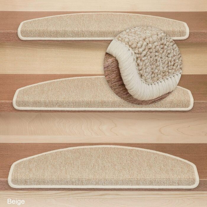 Rambo 15-Piece Stair Treads - Non-Slip Carpet Set - 17 Colors (Including Beige)