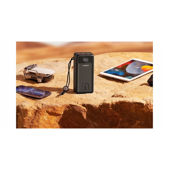 Потужний павербанк Veger Tank Lite (W5001) 50000 mAh, PD QC3.0 5A 22.5W, чорний