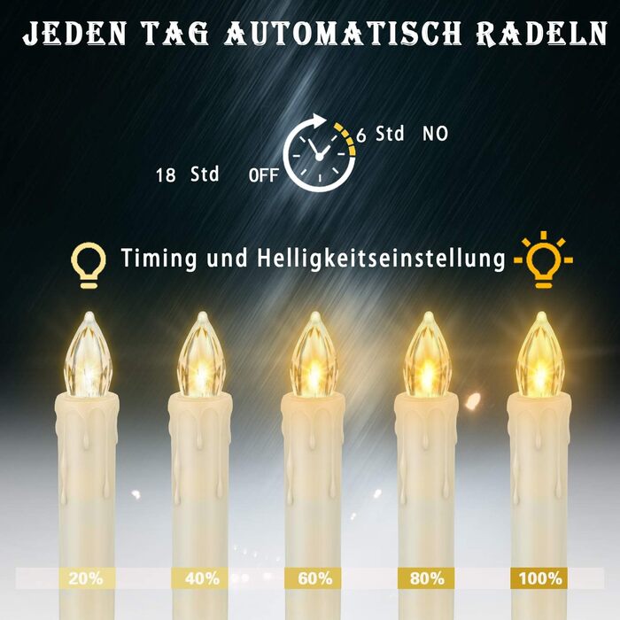 Бездротові LED свічки для ялинки FREEPOWER, 30 шт., з пультом, таймером, ефектом мерехтіння, тепле біле світло, водонепроникні, для внутрішнього та зовнішнього використання, з батарейками