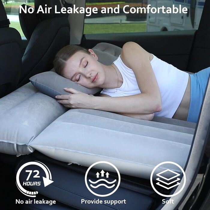 Надувний матрац для автомобіля SUV: для кемпінгу, подорожей, надувний матрац для багажника/заднього сидіння, сірий колір