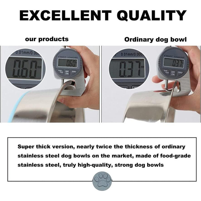 Нержавійна миска для корму для собак та котів з неслизьким силіконовим дном, велика, чорна