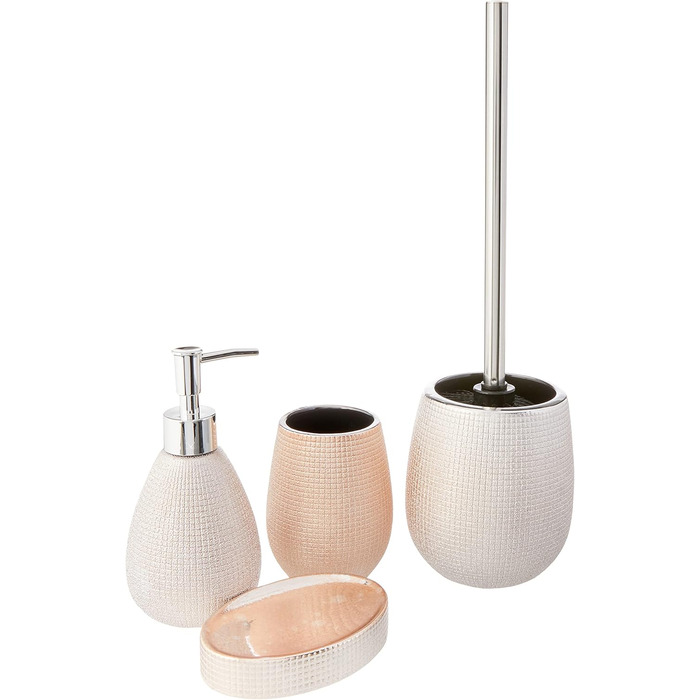 Набір для ванної кімнати Axentia Hollywood – 4 предмети, сріблястий, 13x32x20 см (Рожеве золото/Чорний)