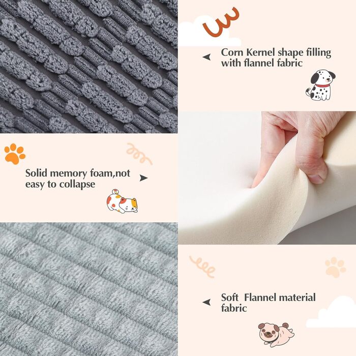 Лежанка для собак IEUUMLER, м'яка та тепла, з memory foam, 90x70 см (Сірий)