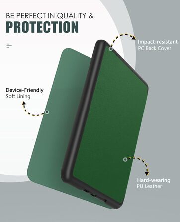 Чохол MoKo для Kindle Paperwhite 2024 (12-го покоління) та Kindle Colorsoft Signature Edition 2024, легкий з авто-ввімкненням/вимиканням, джинсовий зелений (Lotusblatt Grün)