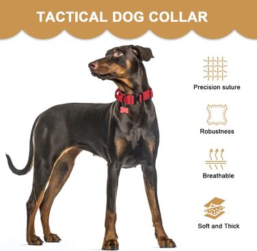 Тактичне нашийник для собак з ручкою, великий, зелений. Міцний, регульований, з металевою застібкою. Нашийник з нейлону з неопреновою підкладкою. XL, червоний