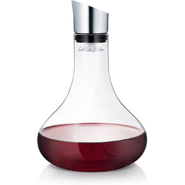 blomus -ALPHA- Glass Decanter, Comfortable & Drip-Free Pouring of Wine, Filter & Aeration, One-Hand Operation, Dishwasher Safe (H/W/D: 26.5 x 18 x 18 cm, Glass / Stainless Steel, 63570)