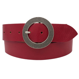 Жіночий шкіряний ремінь AnnaMatoni 4 см, Німеччина - вічний дизайн, натуральна шкіра, нікелева пряжка, червоний колір