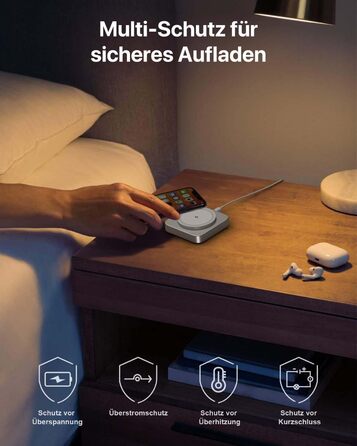 Бездротова зарядка MagSafe для Apple Watch та iPhone, сумісна з iPhone 16/15/14/13/12, iWatch, AirPods Pro 3/2 (срібна)