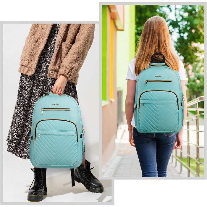 Рюкзак YAMTION для жінок, дівчаток та підлітків. Шкільний рюкзак з відділенням для ноутбука 17.3 дюймів, USB-портом, для роботи, навчання, міста. Колір: світло-зелений