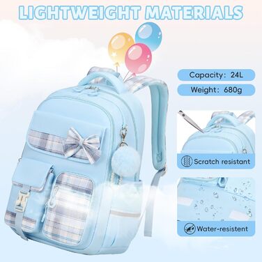 Дитячий рюкзак Tanou для дівчаток, водонепроникний, з візком, візерунок 'Клешні', 9-16 років (Блакитний)