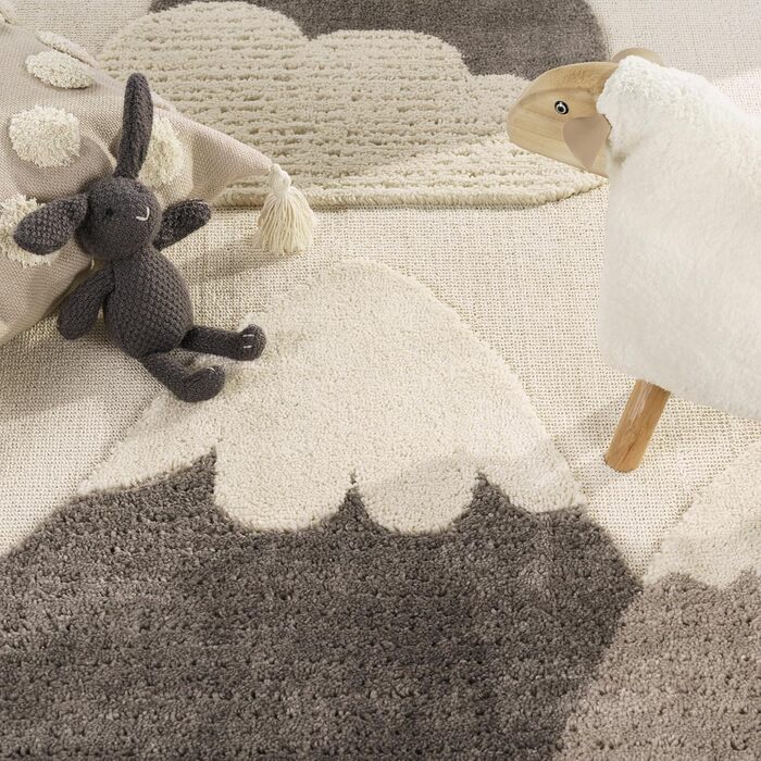 Дитячий килим Paco Home Сонце, ігровий килимок, короткий ворс, 3D-ефект, м'який, кремовий, 120 см круглий
