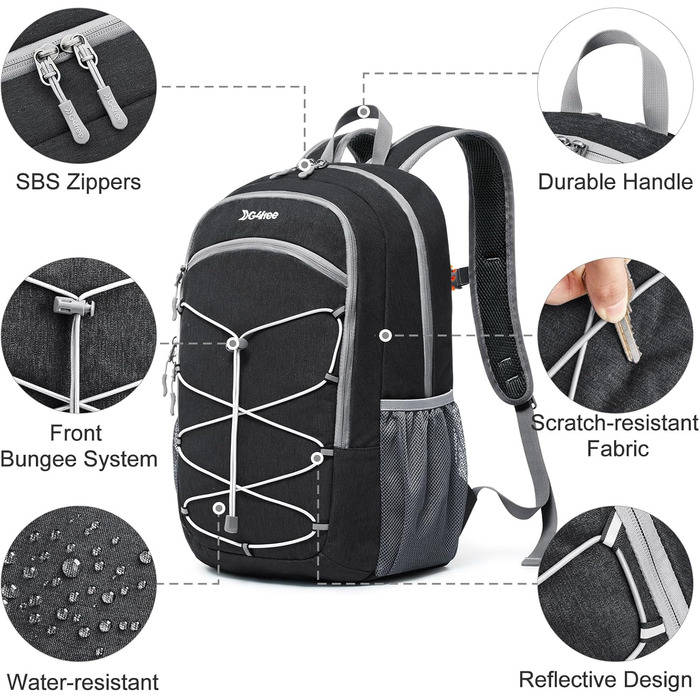 Small Backpack / 20L Unisex Daypack Lightweight Travel Backpack Hiking Backpack Trekking Backpack for Hiking Cycling (Dark Grey, 20 Liters)