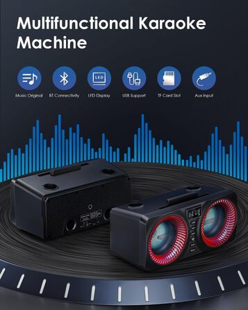 Караоке система All-in-One з Bluetooth, 2 мікрофонами та акустикою 30W, для вечірок (Red2)