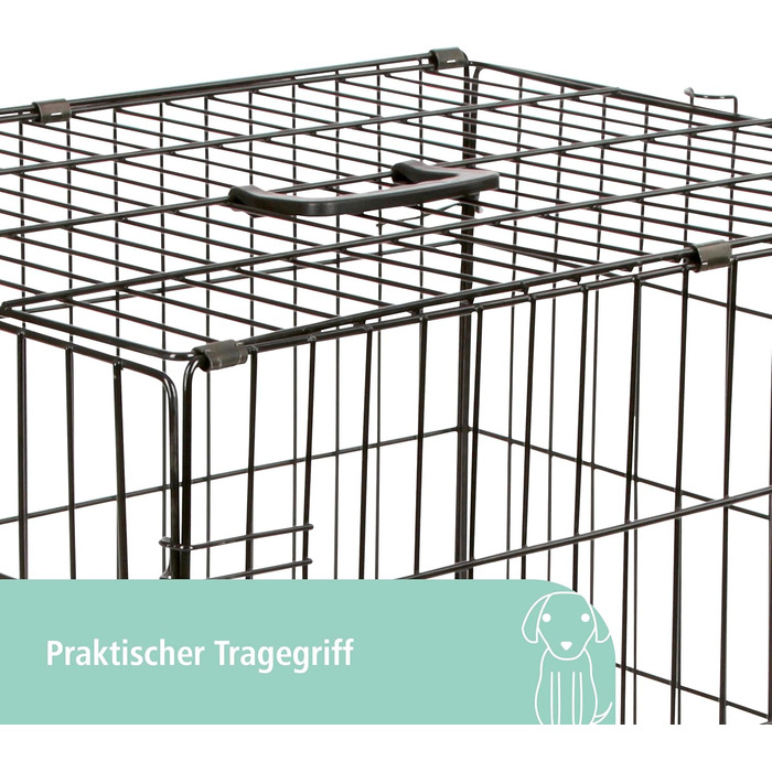 Кірбл Pet Gittertransportbox - переносна клітка для собак, чорна, метал, 63x48x57 см, з висувною пластиковою підставкою