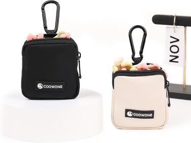 Сумка для ласощів для собак COOWONE з кликером, водонепроникна, з тримачем для пакетів, чорно-бежева