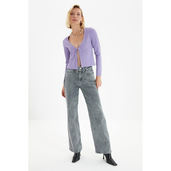 Джинси жіночі Trendyol високої посадки, широкі штанини, 90-ті, колір антрацит, розмір 34