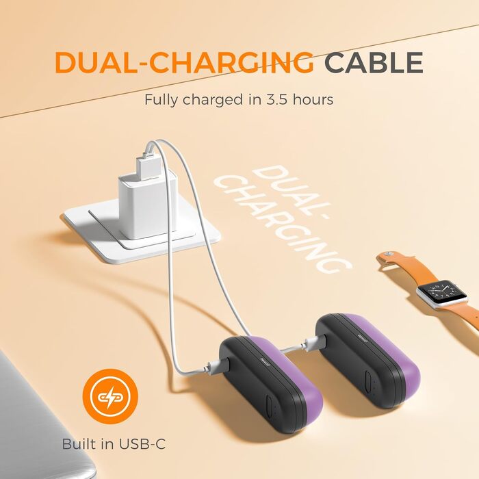 Нагрівач для рук OCOOPA UT2S Mini, 5200mAh, 2 шт. в комплекті, магнітний, електричний, для кемпінгу та активного відпочинку, подарунок для жінок та чоловіків (чорний/фіолетовий)