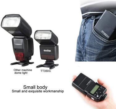 Спалах Godox TT350C TTL для Canon: 2.4G, HSS 1/8000s, GN36, сумісний з 6D, 7D, 50D, 60D, 500D, 550D, 600D, 650D, 1000D, 1100D, 1DX, 580EX II, 5D Mark II III