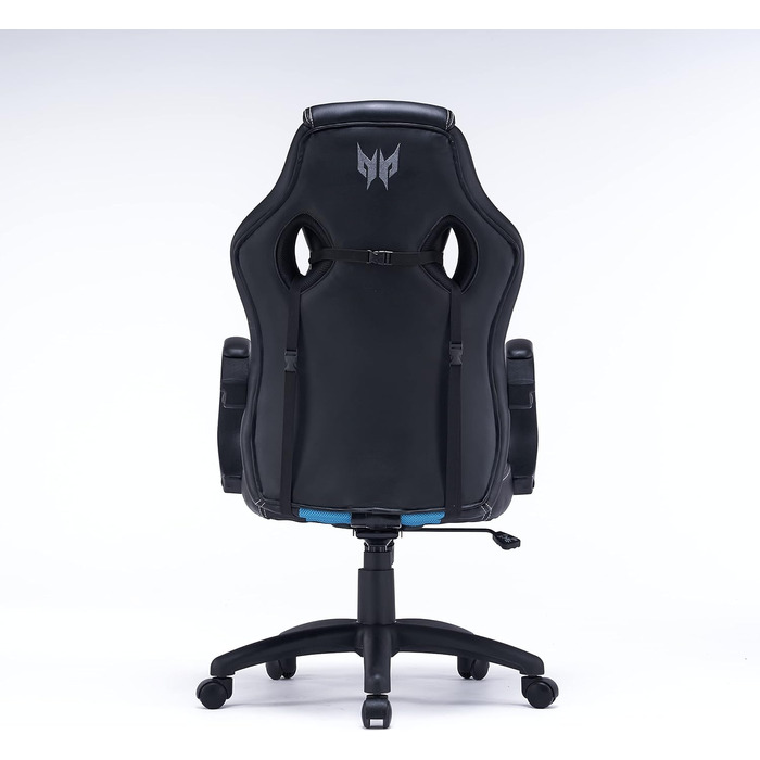 Ігрове крісло Acer Predator Rift Essential, ергономічна підтримка спини та голови, м'які підлокітники, широка сидушка, до 150 кг, чорний/синій