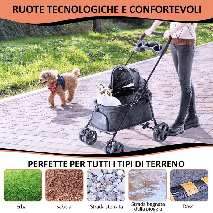 Візок для собак, складаний, переноска для тварин до 15 кг, чорний. Візок для котів та собак, переноска для тварин, бугі для собак