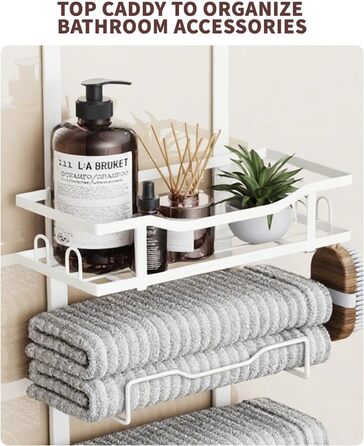 Настінний тримач для рушників на двері, 6 секцій, без свердління, для маленьких ванних кімнат, білий (8 тварин)