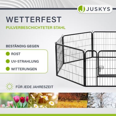 Металевий вольєр для цуценят Juskys - 8-секційний, з дверцятами (160x160x60 см)